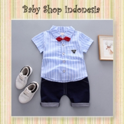 Kemeja Anak Import Salur Biru  large